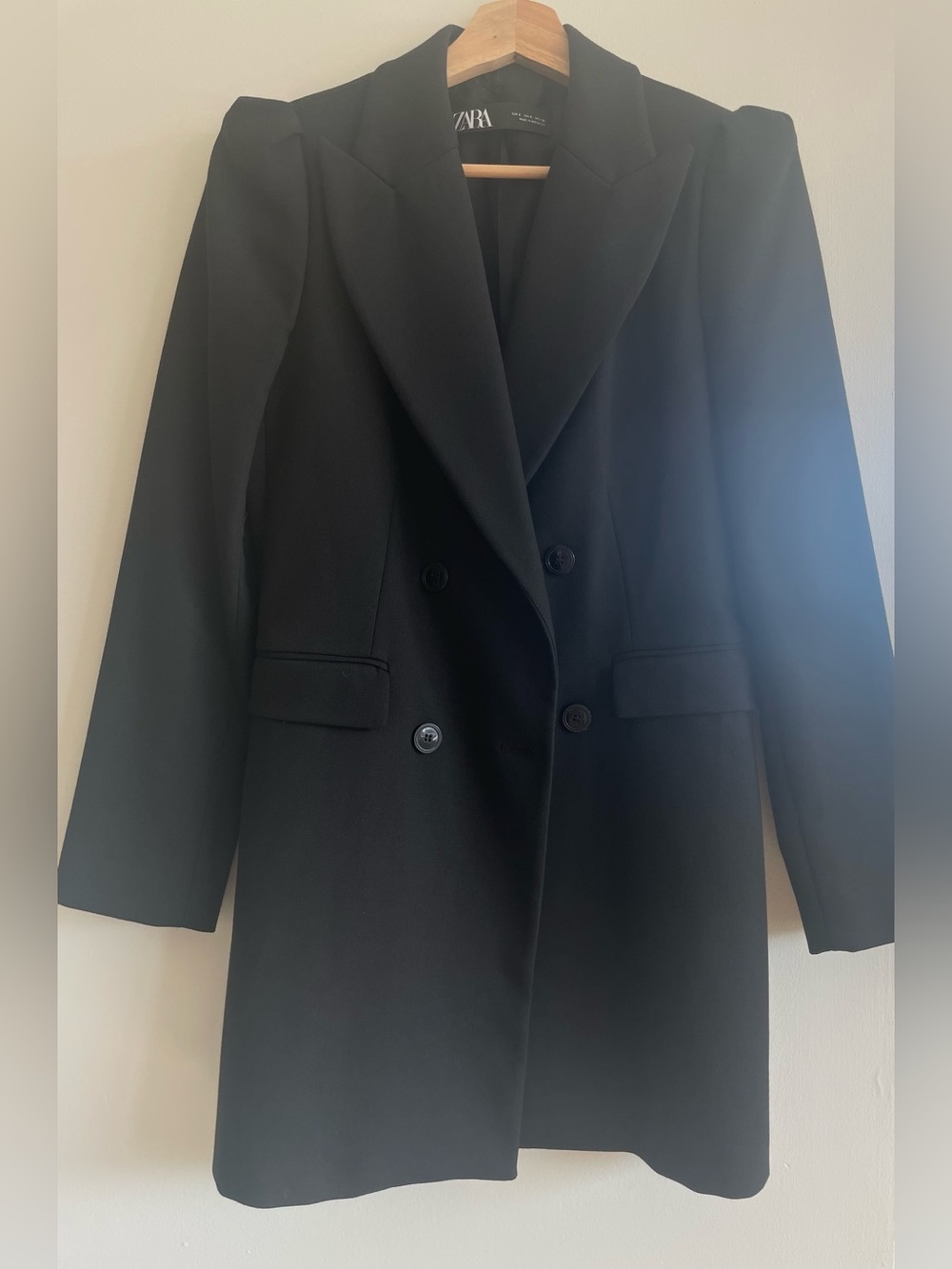 Zara Black Double-Breasted Blazer Jacket